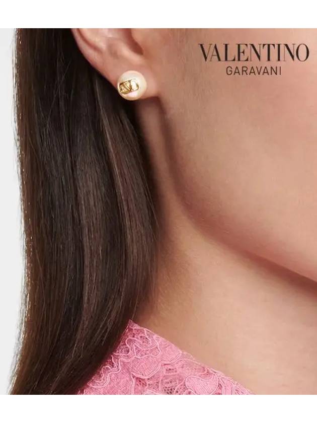 V Logo Signature Pearl Earrings Gold - VALENTINO - BALAAN 9