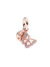 Butterfly Double Dangle Bracelet Charm Rose Gold - PANDORA - BALAAN 1