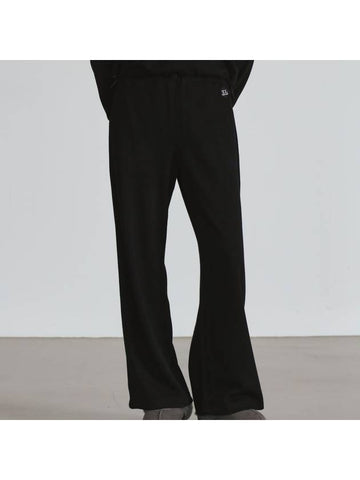 String Ribbed Relaxed Wide Pants Black - THE GREEN LAB - BALAAN 1