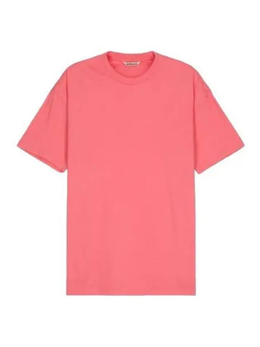 Seamless crew neck short sleeve t shirt pink tee - AURALEE - BALAAN 1