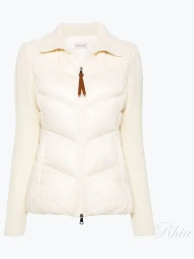 Women's Padded Wool Zip-Up Cardigan Ivory - MONCLER - BALAAN 2