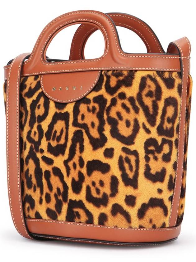 Leopard Drawstring Tote Bag Brown - MARNI - BALAAN 3