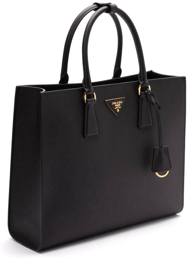 Logo Plaque Open Top Tote Bag Black - PRADA - BALAAN 4