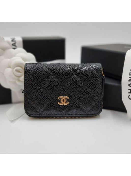 Classic Zipped Coin Purse Grained Calfskin & Gold Black - CHANEL - BALAAN 2