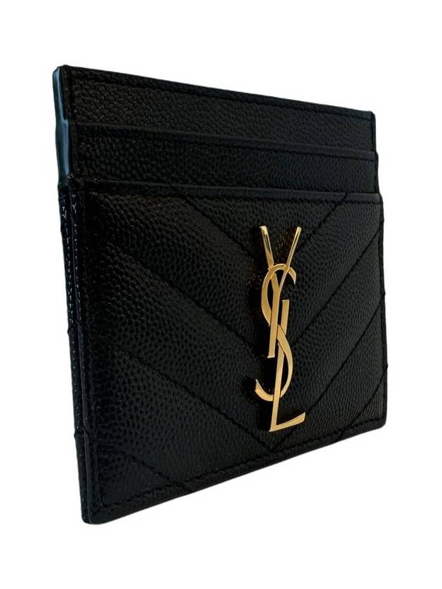 Monogram Chevron Gold Card Wallet 423291 BOW01 - SAINT LAURENT - BALAAN 4