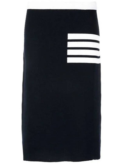 Double Face Merino 4 Bar A Line Skirt Navy - THOM BROWNE - BALAAN 2