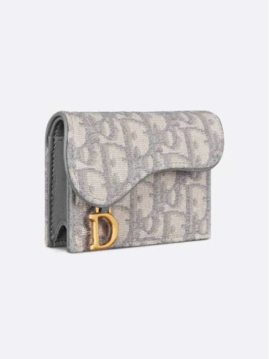 Saddle Flap Card Holder Grey  Oblique Jacquard - DIOR - BALAAN 2