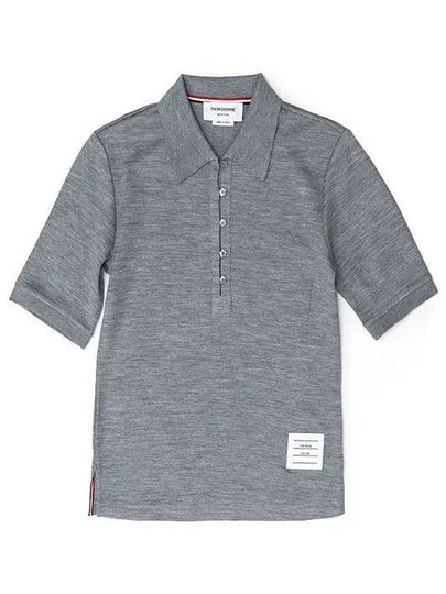 Double Face Silk Cotton Pearl Flower Button Short Sleeve PK Shirt Gray - THOM BROWNE - BALAAN 2