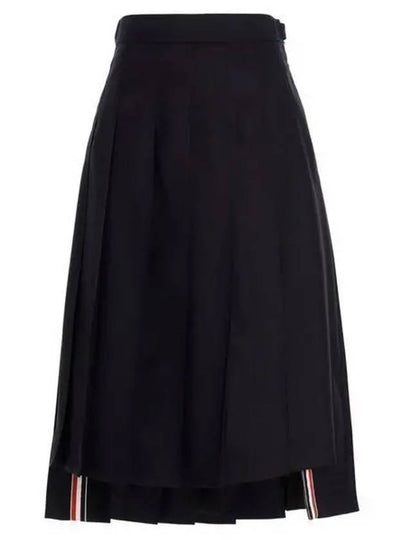 Super 120S Twill Below Knee Pleated Skirt Navy - THOM BROWNE - BALAAN 2