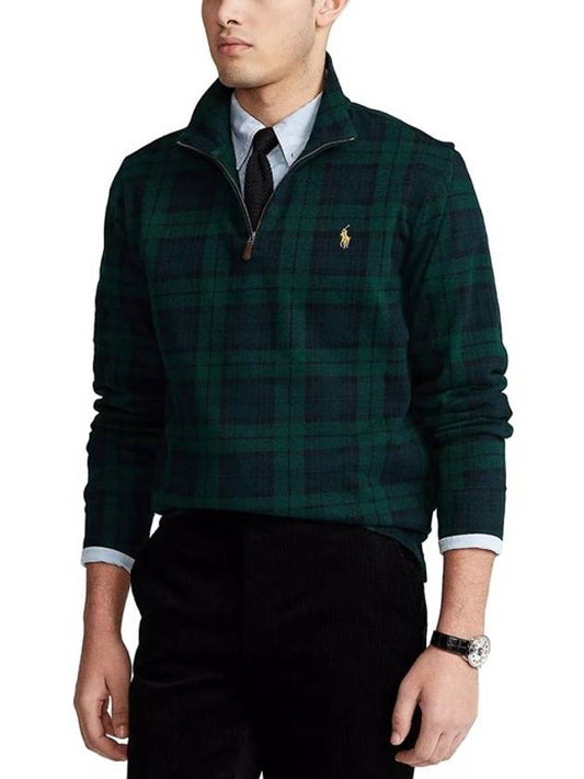 Men's Tartan Check Half Zip Up Knit Top Green - POLO RALPH LAUREN - BALAAN 2