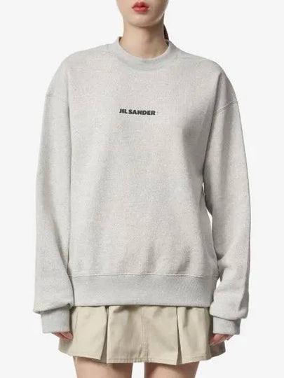 Front Logo Cotton Sweatshirt Grey - JIL SANDER - BALAAN 2