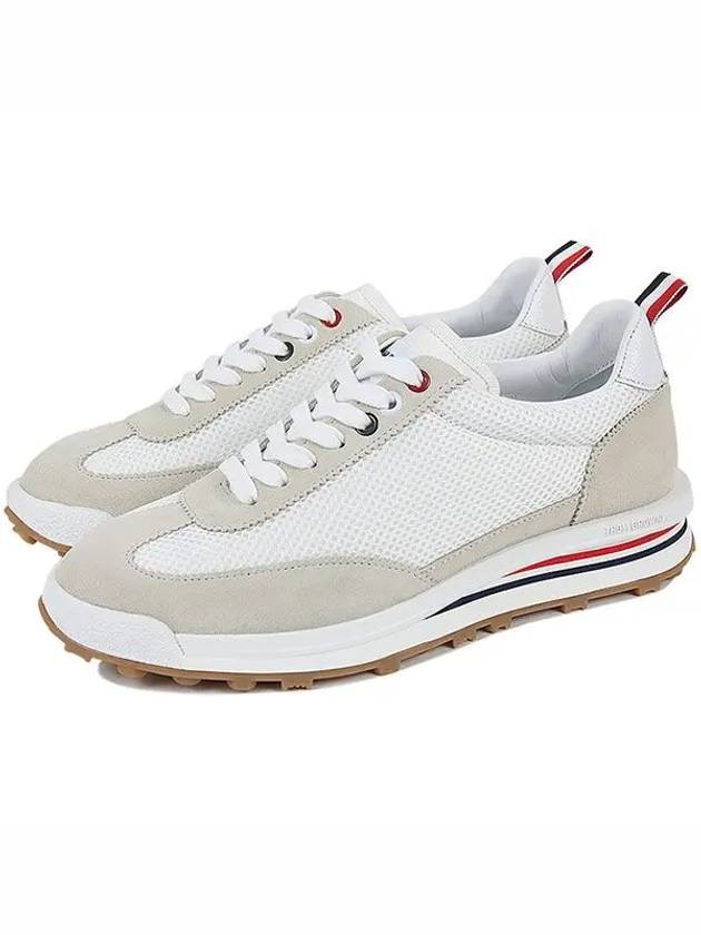 Fine Kid Suede Tech Runner White - THOM BROWNE - BALAAN 2