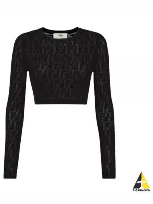 Cropped Knit Top Black - FENDI - BALAAN 2