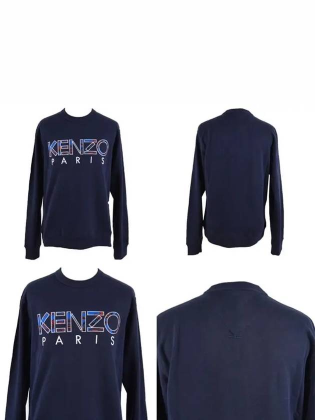 Men's Logo Lettering Sweatshirt Navy - KENZO - BALAAN 8