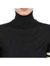 4 Bar Relaxed Fit Fine Merino Wool Turtleneck Black - THOM BROWNE - BALAAN 6