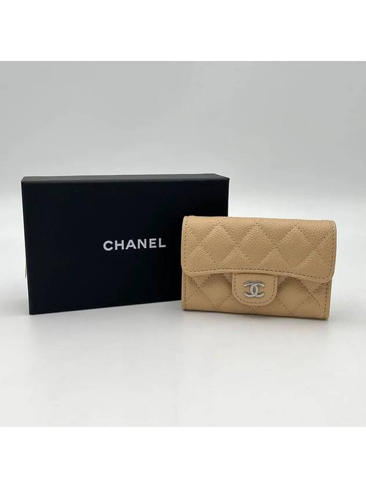 Classic Card Holder Grained Calfskin Gold Metal Beige AP0214 - CHANEL - BALAAN 1