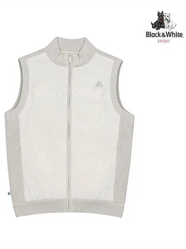 Women s Woven Mix Full Open Knit Vest 2104LXVR IVORY - BLACK&WHITE - BALAAN 1