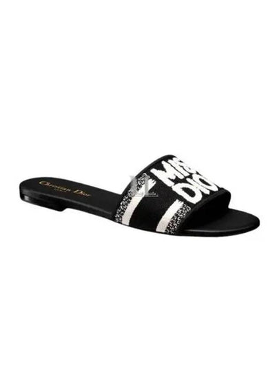 Dway Embroidered Cotton Slide Black White - DIOR - BALAAN 2