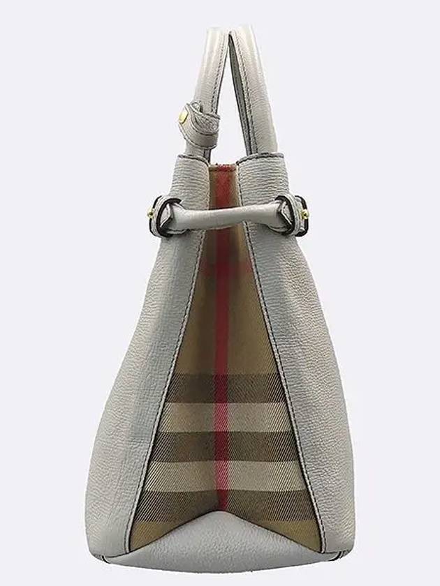 3997066 Gray leather check banner bag tote shoulder strap 2WAY - BURBERRY - BALAAN 3