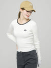 Doyou Know MC Women s Rib Tissue Color Scheme Round Neck Slim Fit White Knit DO6242KT11 - DOYOUKNOWMC GOLF WEAR - BALAAN 3