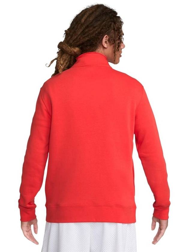 Sportswear Club Brushed Half Zip Up Sweatshirt Red - NIKE - BALAAN 3