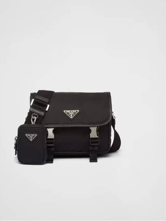 Triangle Logo Re-Nylon Saffiano Leather Cross Bag Black - PRADA - BALAAN 2