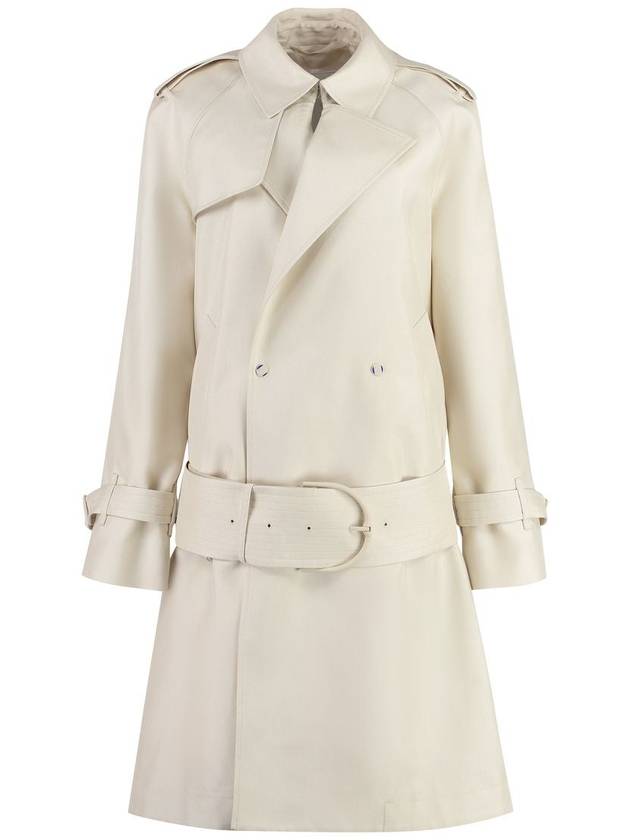 Mid Length Silk Blend Trench Coat Beige - BURBERRY - BALAAN 2