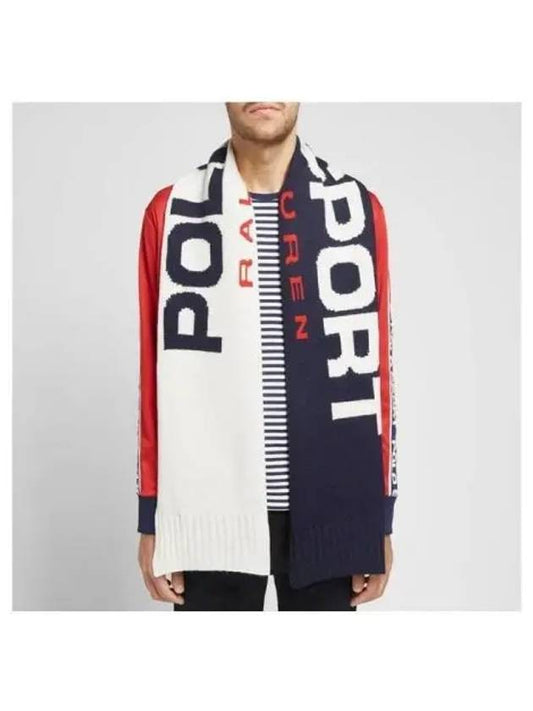 Men s Polo Sports Knit Muffler White Navy 270856 - RALPH LAUREN - BALAAN 1