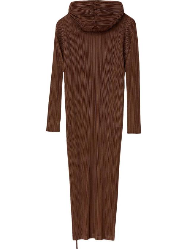 Pleated Hooded Long Dress Brown - ISSEY MIYAKE - BALAAN 3