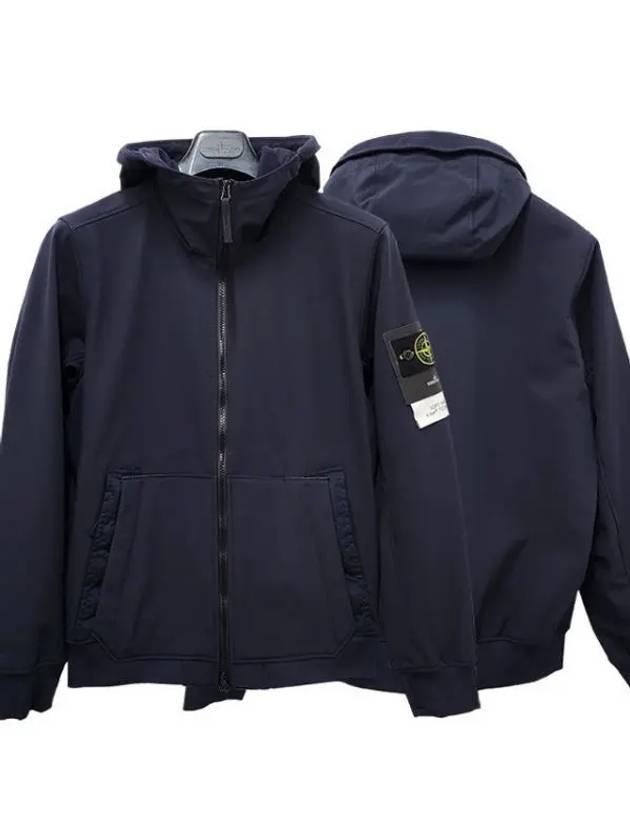 Men's Wappen Patch Softshell Zip Up Hoodie Navy - STONE ISLAND - BALAAN 2