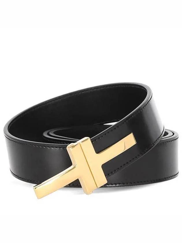 T Buckle Leather Belt 30MM Black - TOM FORD - BALAAN 2