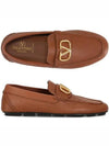 V Logo Leather Loafers Brown - VALENTINO - BALAAN 2