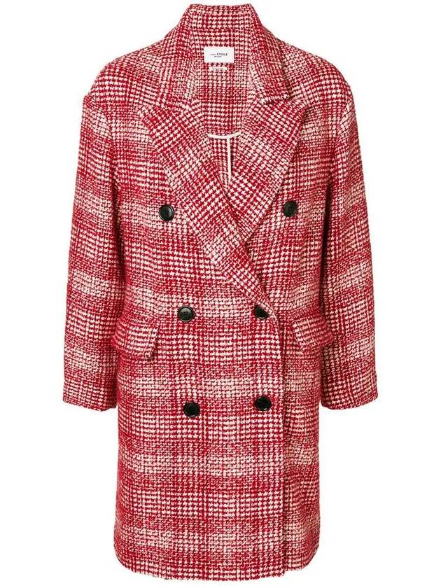 11Th Anniversary Ebra Check Double Coat Red - ISABEL MARANT - BALAAN 3