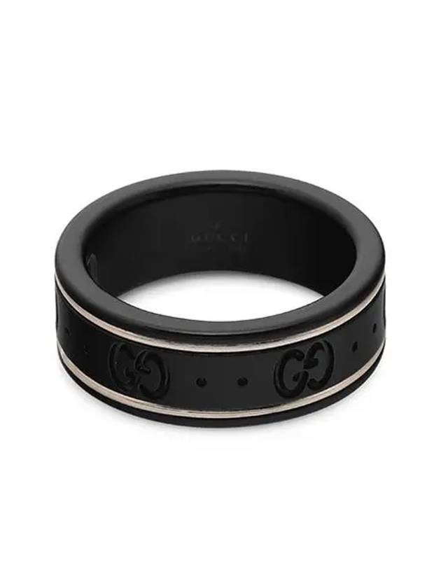 Icon Thin Band 18K Ring White Black - GUCCI - BALAAN 3