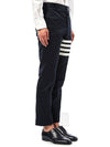 Diagonal Unconstructed Chino Straight Pants Navy - THOM BROWNE - BALAAN 4