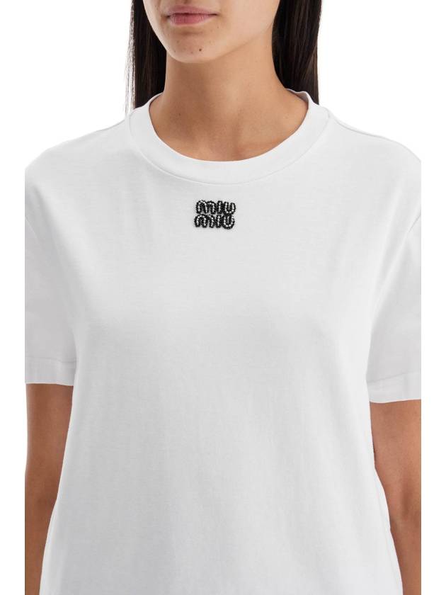 decorated logo t-shirt - MIU MIU - BALAAN 4