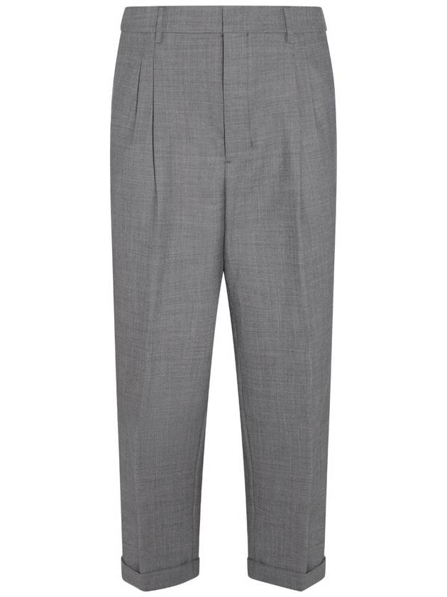 Pressed Crease Cropped  Slacks Grey - AMI - BALAAN 1