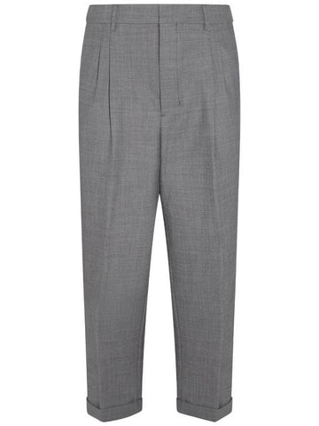 Pressed Crease Cropped  Slacks Grey - AMI - BALAAN 1