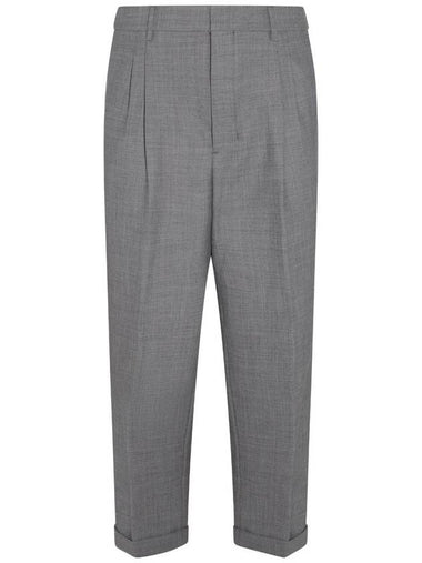 Pressed Crease Cropped  Slacks Grey - AMI - BALAAN 1