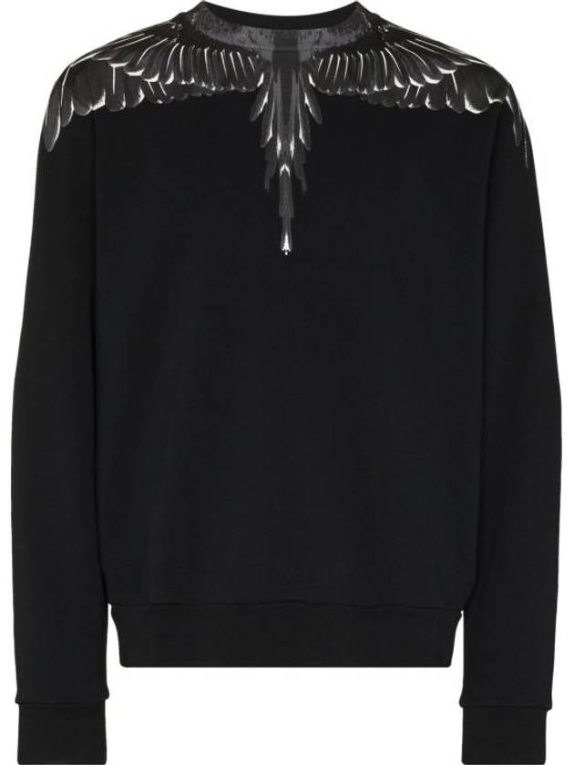 Icon Wing Print Crew Neck Sweatshirt Black White - MARCELO BURLON - BALAAN 6