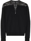 Icon Wing Print Crew Neck Sweatshirt Black White - MARCELO BURLON - BALAAN 2