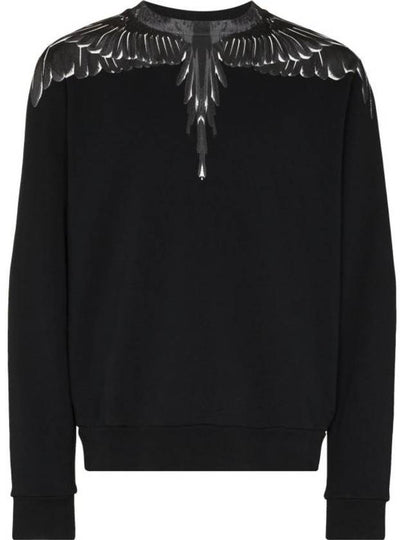 Icon Wing Print Crew Neck Sweatshirt Black White - MARCELO BURLON - BALAAN 2