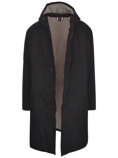 Poly Twill Tech Hooded Down Fill Duffle Coat Black - THOM BROWNE - BALAAN 2