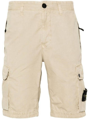 Logo Cotton Slim Cargo Shorts Beige - STONE ISLAND - BALAAN 1