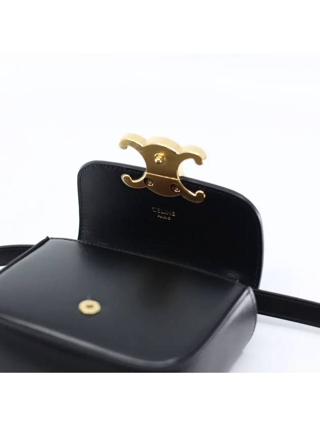 Triomphe Small Shiny Calfskin Cross Bag Black - CELINE - BALAAN 5