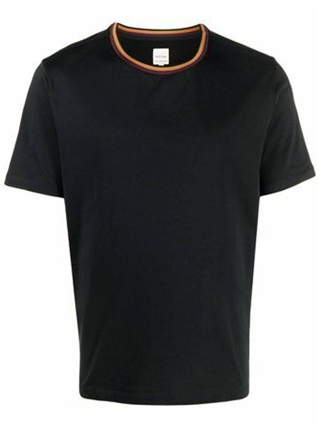 Artist Striped Round Neck Short Sleeve T-Shirt Black - PAUL SMITH - BALAAN 1