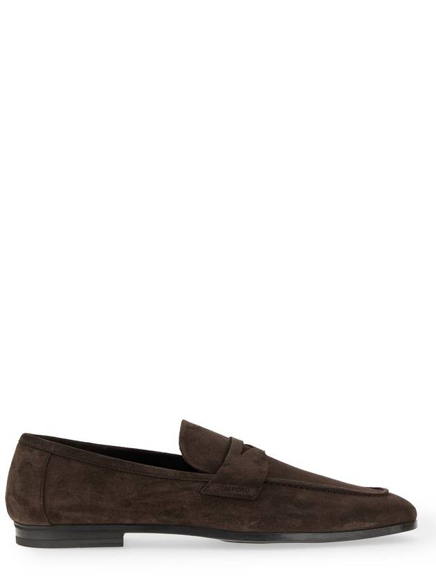 Suede Penny Loafer Brown - TOM FORD - BALAAN 3