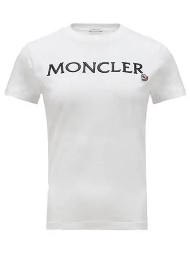 8C00011 89AIJ 033 Logo Patch Round Short Sleeve T Shirt White Women TJ 270182 - MONCLER - BALAAN 1