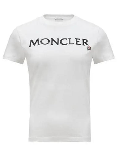 8C00011 89AIJ 033 Logo Patch Round Short Sleeve T Shirt White Women TJ 270182 - MONCLER - BALAAN 1