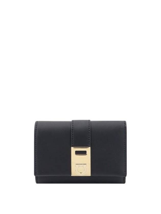 Hug Compact Two Tone Half Wallet Black - SALVATORE FERRAGAMO - BALAAN 1